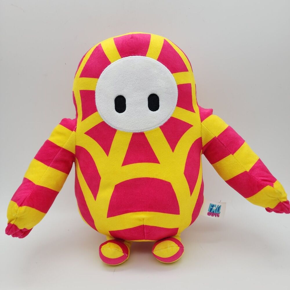 Fall Guys Character Plush 13" Yellow Pink Spiderman Webbing Costume Stuffed Toy